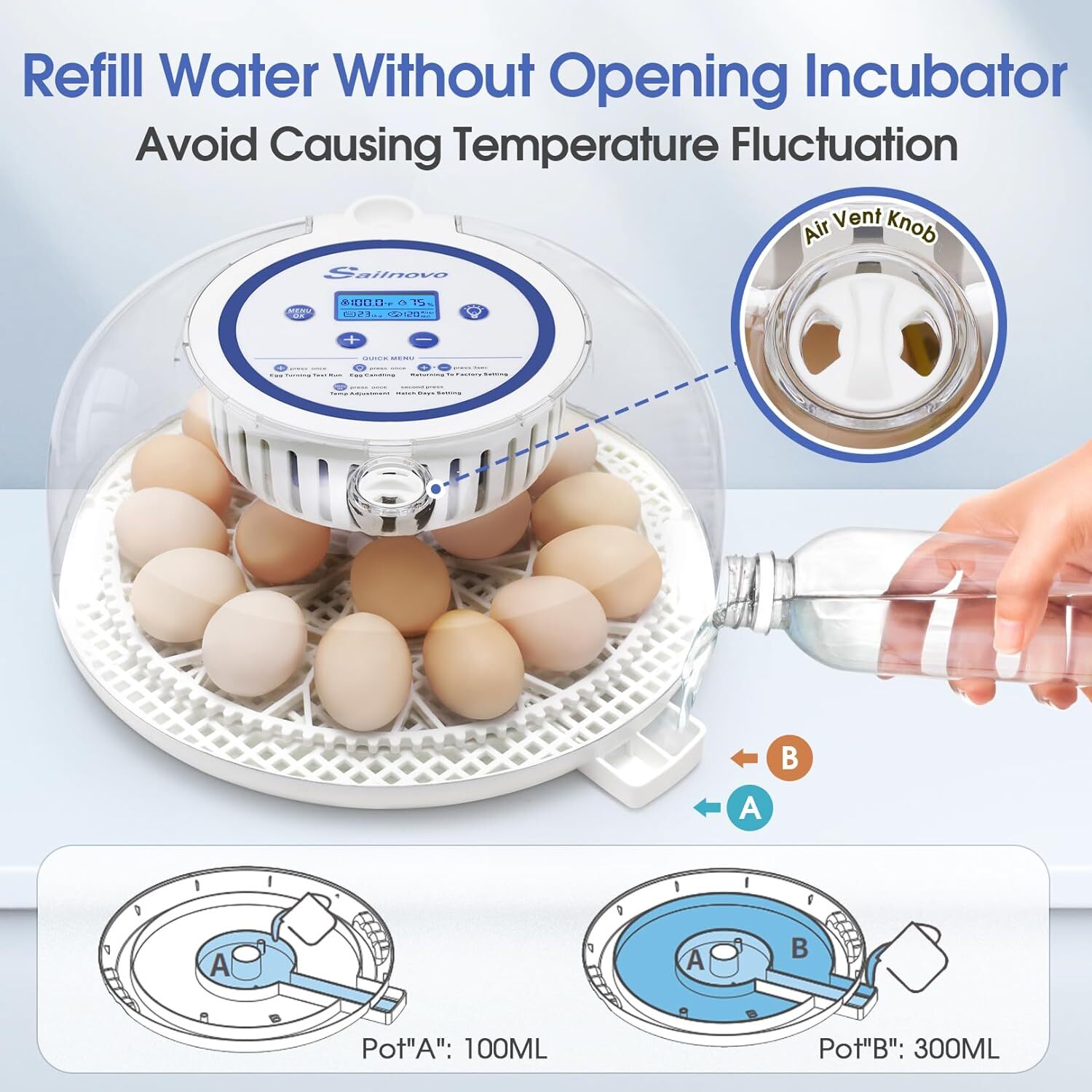 18 Egg Poultry Incubator for Hatching Chick Automatic Turning & Egg Candler NEW#