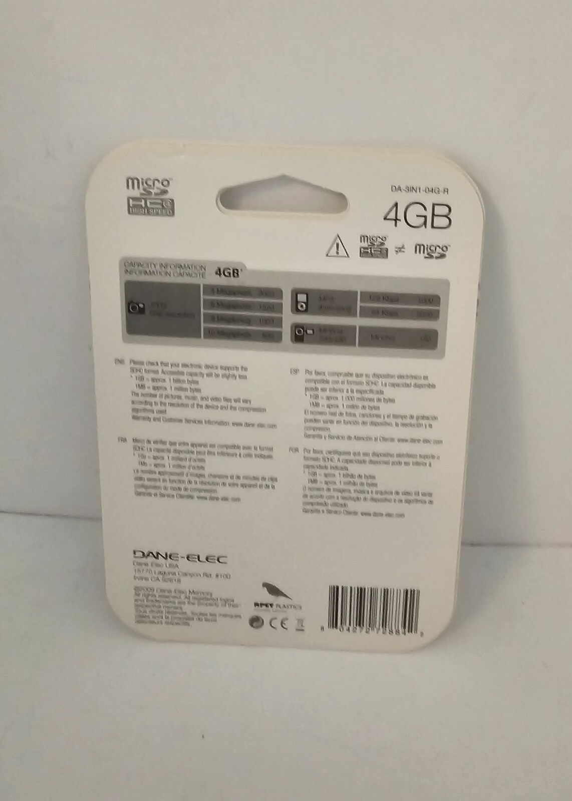 NEW 2 Pack Dane Elec 4GB Micro SDHC Memory Cards +SD Adapter +USB Drive adapter