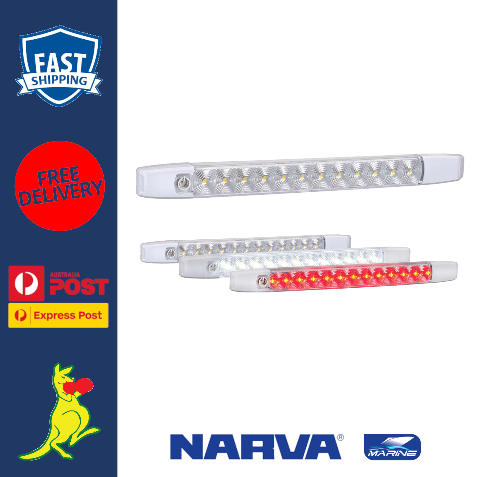Narva LED Strip White Red Switching + Switch LED Deck Cabin Light LED Boat Light