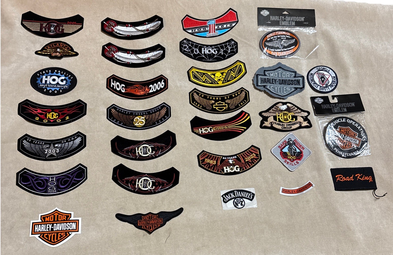 HOG Harley Davidson Cycles Patches Stickers New & Used Road King Jack Daniel’s