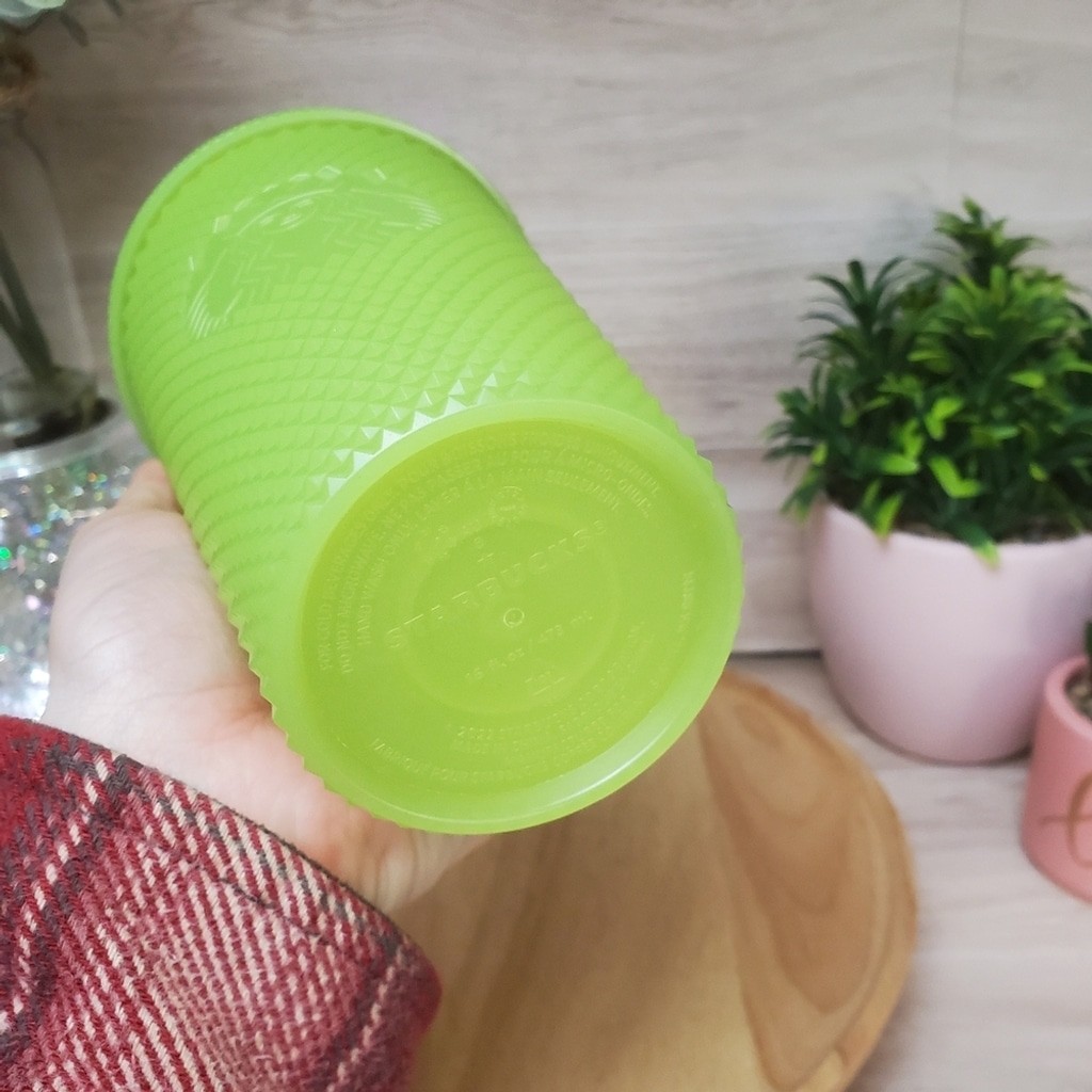 Starbucks Lemongrass Lime Green Studded 16 oz Glow in the Dark Cup Halloween