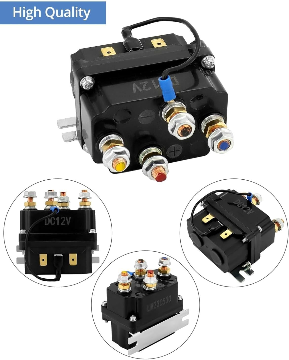 Efficient 12V 250A Silver-Plated Relay for Reliable Winch Control - Lightweight