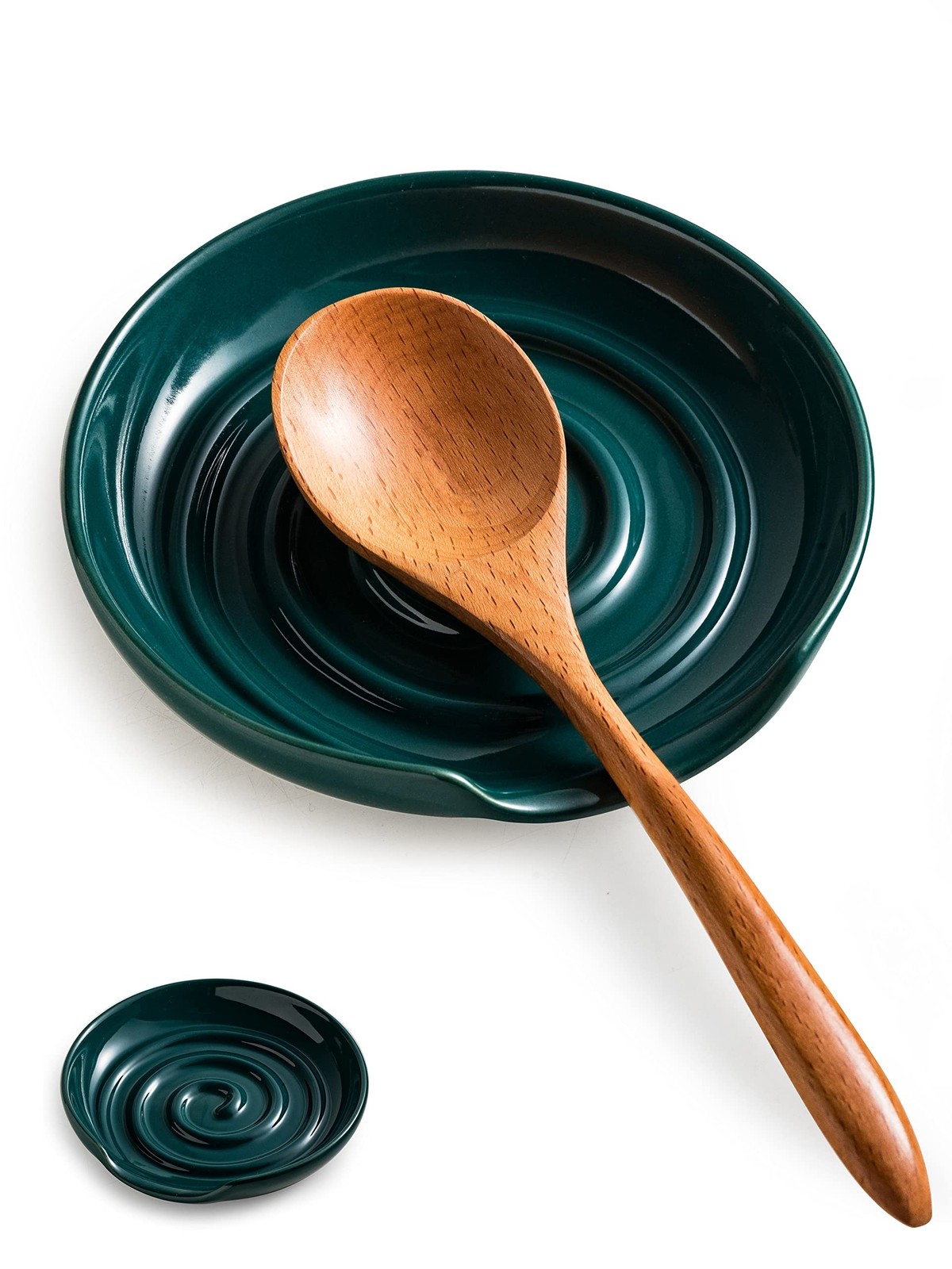 Spoon Rest, Porcelain Spoon Holer with Drip Tray, for Multiple Utensils, Heat...