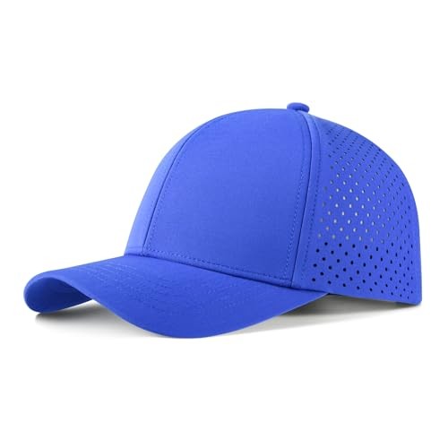Men Quick Dry Baseball Cap Laser Cut Mesh Ball Curved Brim One Size Royal Blue
