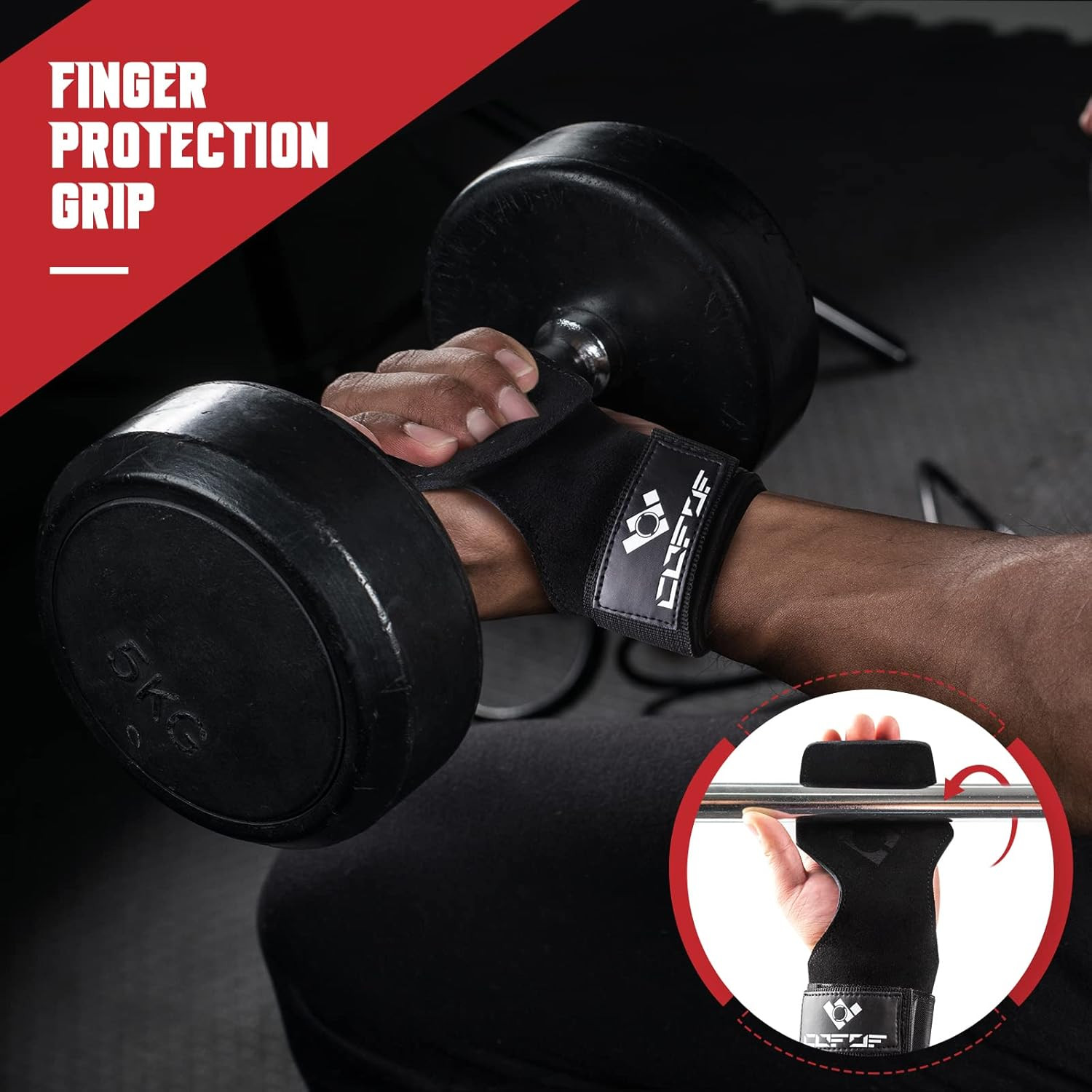 COFOF Weight Lifting Wrist Strap, Double Layer Leather Wrist Strap for Deadlift