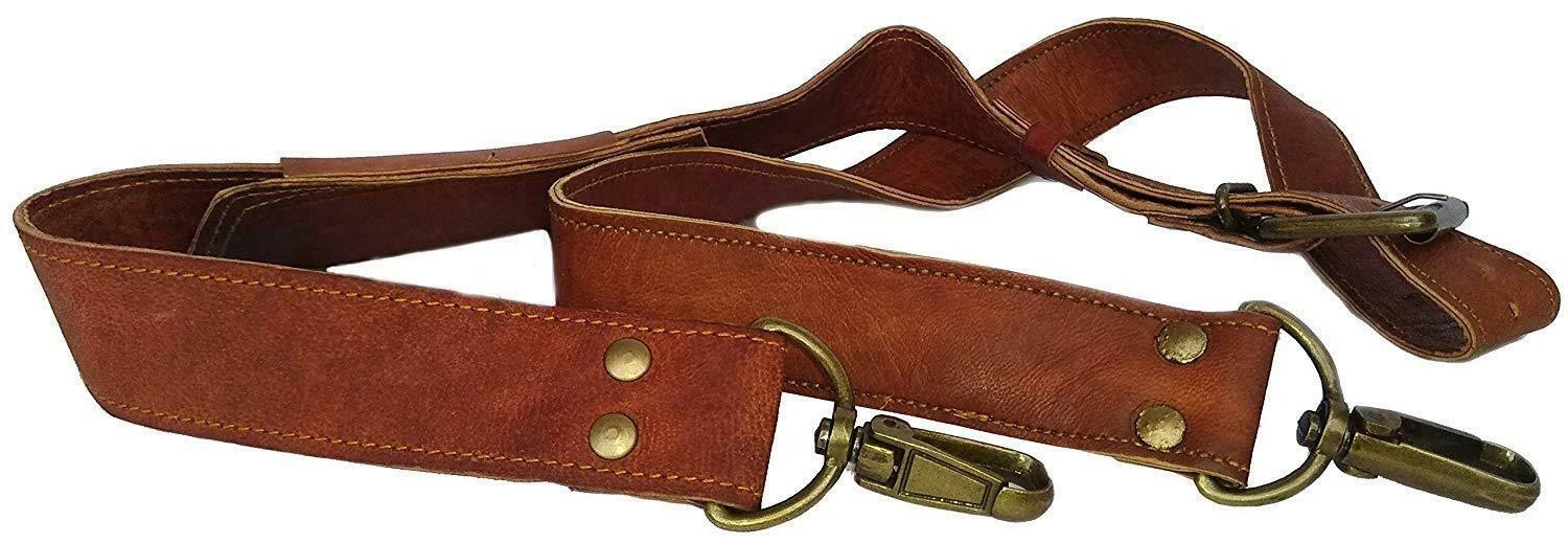 Handmade Leather Replacement Shoulder Strap For Luggage Messenger Bag Briefcase