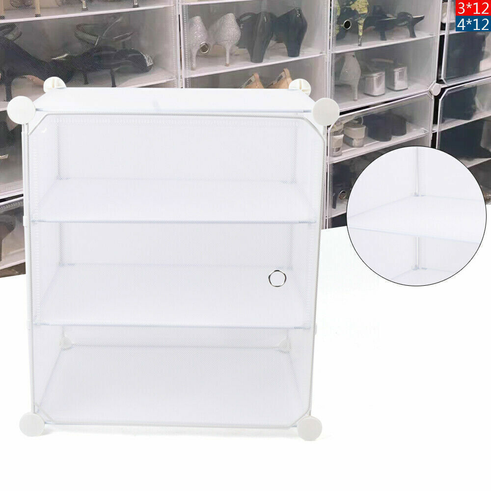 12-Tier Shoe Rack Organizer Stackable Closet 96/72 Pair Shoe Box Storage Cabinet