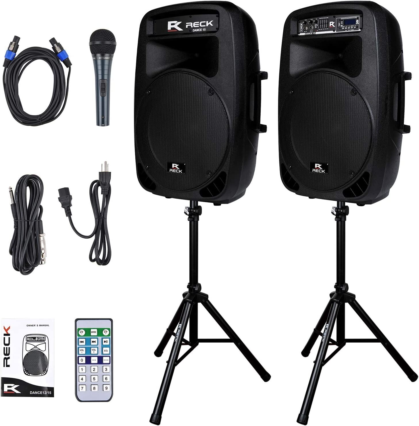 PRORECK Dance 15 Inch Powered Bluetooth Speaker System 2000W Portable for Party