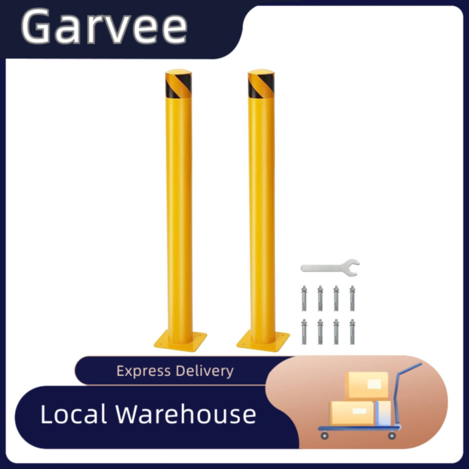 8 Anchor Bolts Achieve Firm Installation For Safety Bollard,2‑Pack 42 Inch Steel