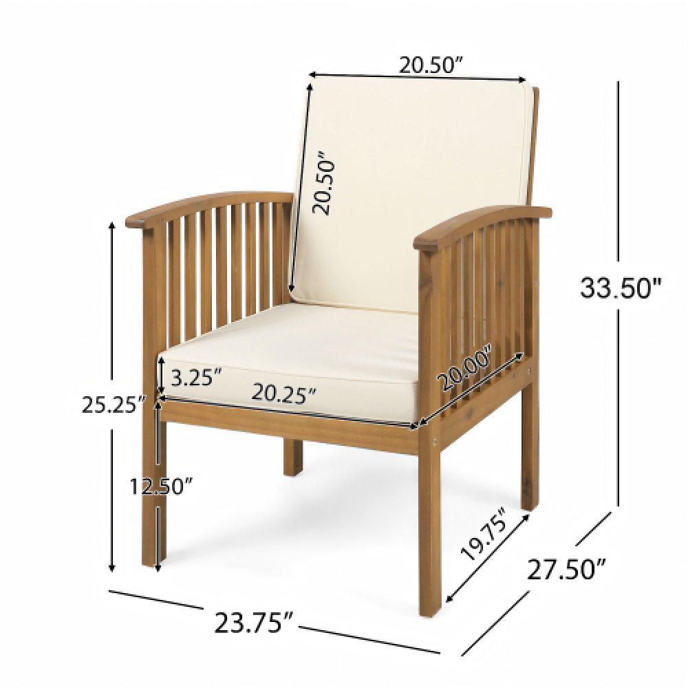 Acacia Wood Outdoor Patio Set – Modern Club Chairs, Foldable End Table,Brown