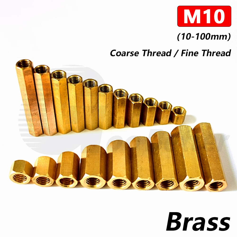 M10 Brass Hexagon Nuts Hex Spacers Standoff Stud Connector Hex Long Nut 10-100mm
