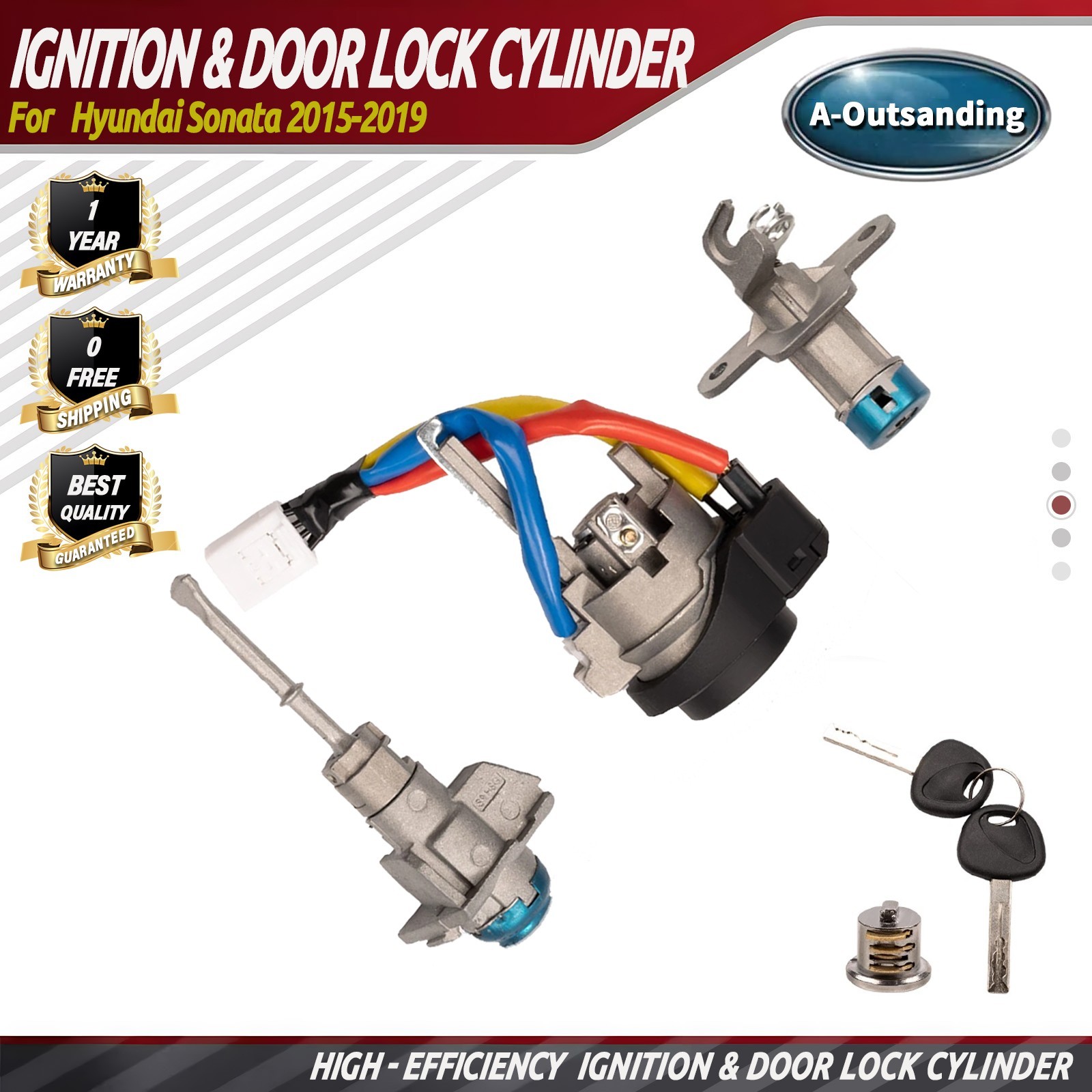 Full Lock Ignition Switch Lock Cylinder Start Barrel Fits Hyundai Sonata 2015-19