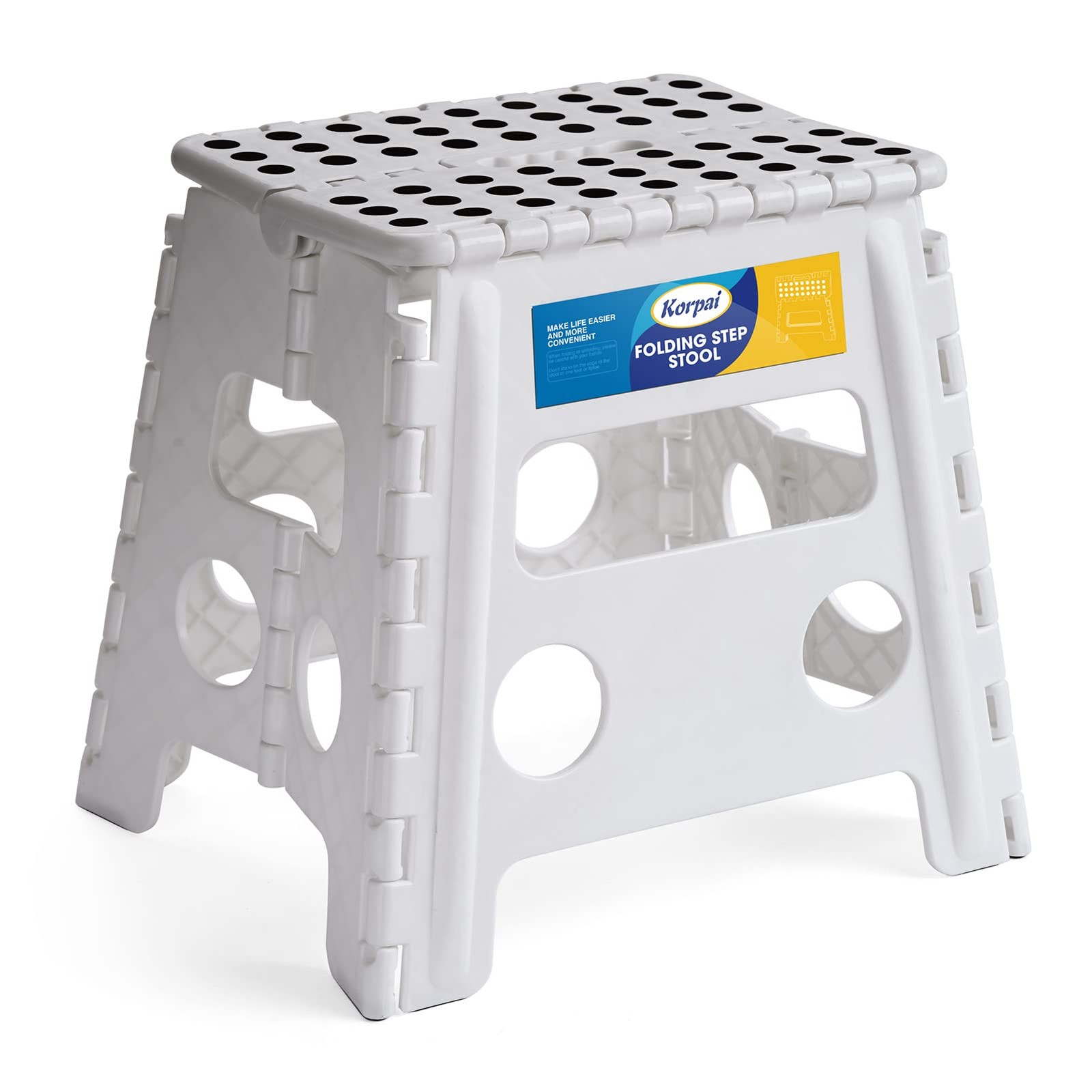13" Folding Step Stool for Adults and Kids Holds Up to 300 lbs,Non-Slip Foldi...