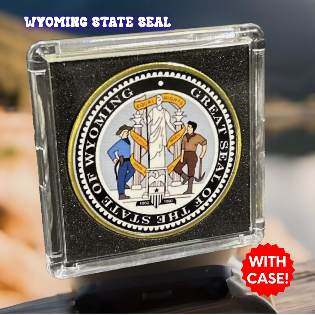 WYOMING State Seal Challenge Coin Colorized USA w/Case #350