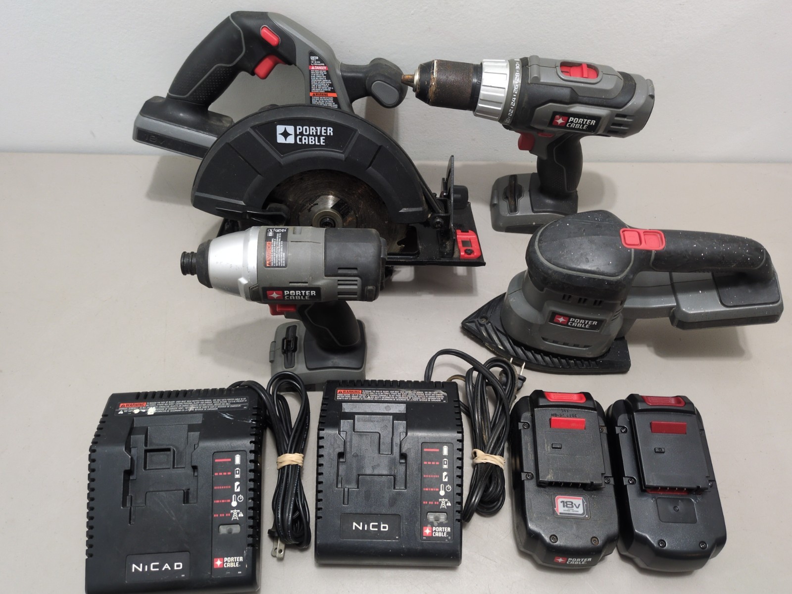 Porter Cable 18V 8 Pc Cordless Tool Set Tools Batteries Charger Bag Tested (Vid)