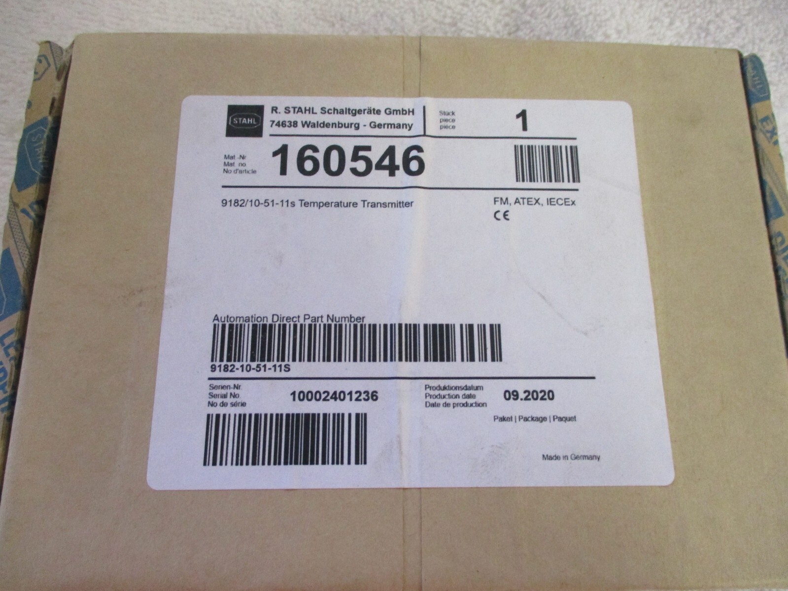 NIB STAHL Temperature Transmitter 160546 9182-10-51-11S   #2 FACTORY SEALED BOX