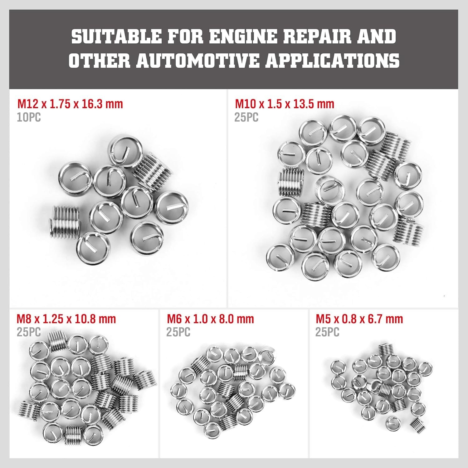 Metric Helicoil Thread Repair Kit 131pc HSS Tools for Engine Spark Plug