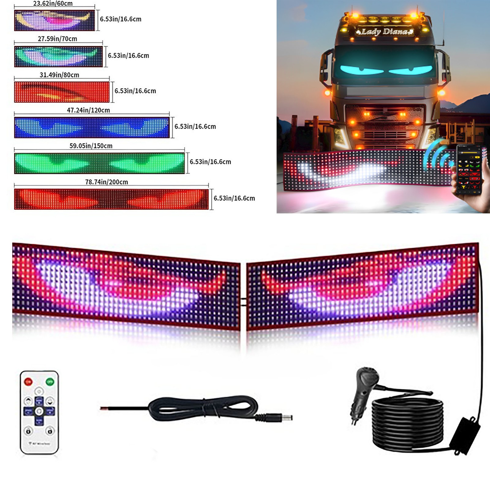Devil Eyes Light for Cars Colorful LED Eye Lamp Soft Screen for Car Windows DIY