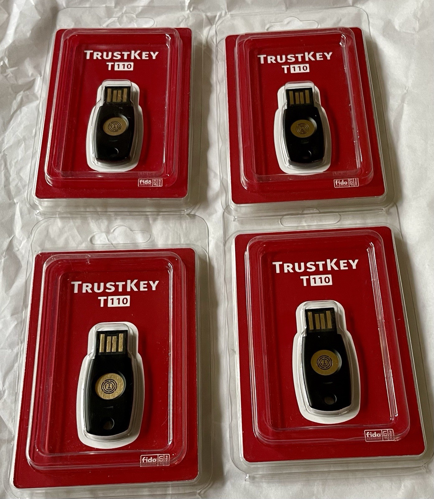 FIDO Security Key TrustKey T110 U2F Two Factor Authentication USB Key Lot Of 4