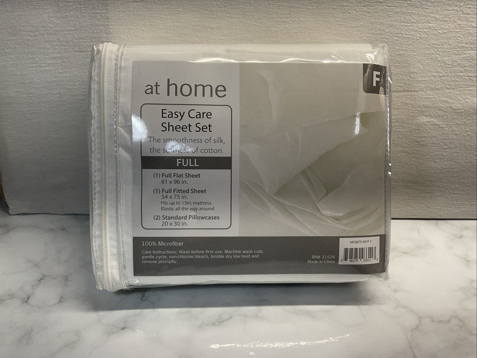 NEW At Home Easy Care Sheet Set FULL WHITE