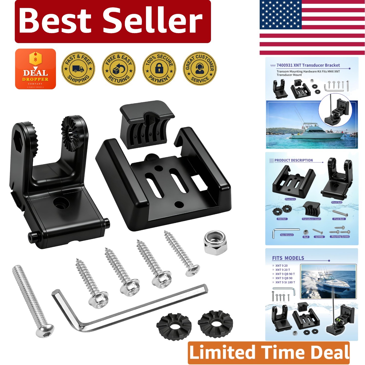 Versatile XNT Transducer Bracket Kit - Enhance Your Fishing with Accurate Data