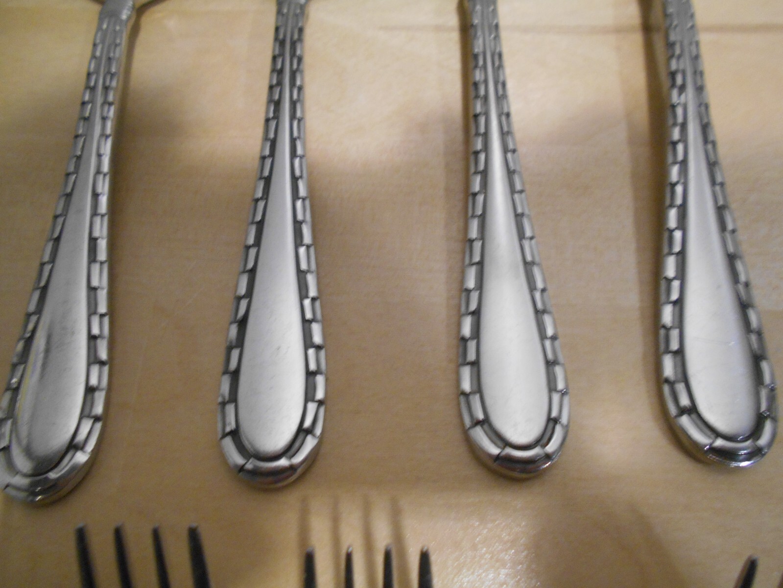 4 Oneida Stainless MADRID RECTANGLE Pattern Place or Oval Soup Spoons 7869
