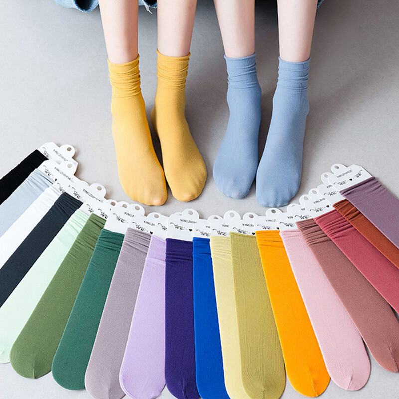 Women Socks Casual Sports Thin Socks Long Socks Solid Socks Breathable