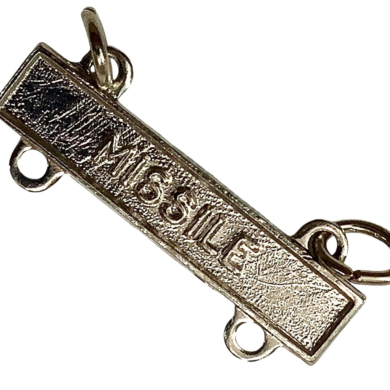 Military Qualification Bar, Missile, Silver Text, Silver Background 1/2"H x 1"W