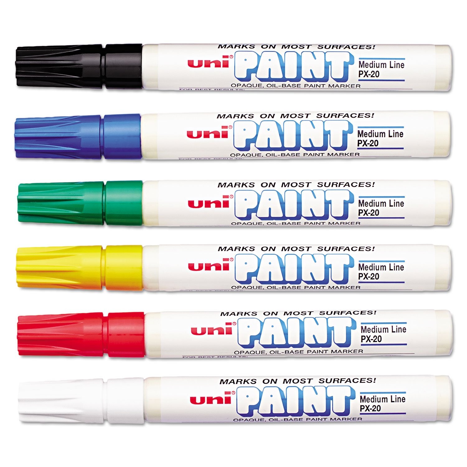 Uni-Paint Oil Based Marker, Medium Point, Assorted Inks,63630, 6/Set