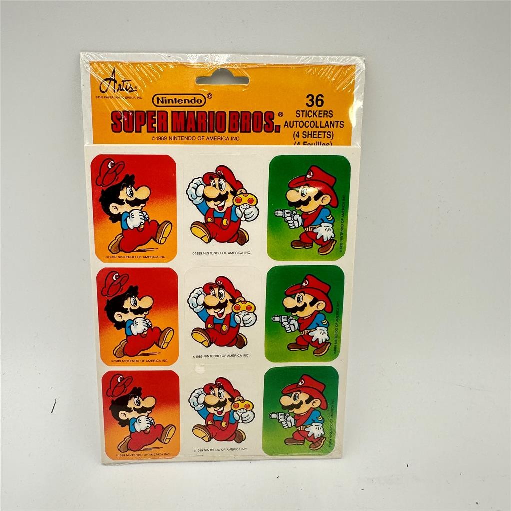 Vintage Artis Nintendo Super Mario Bros. 36 Sticker Sheet Set 1989 New SEALED