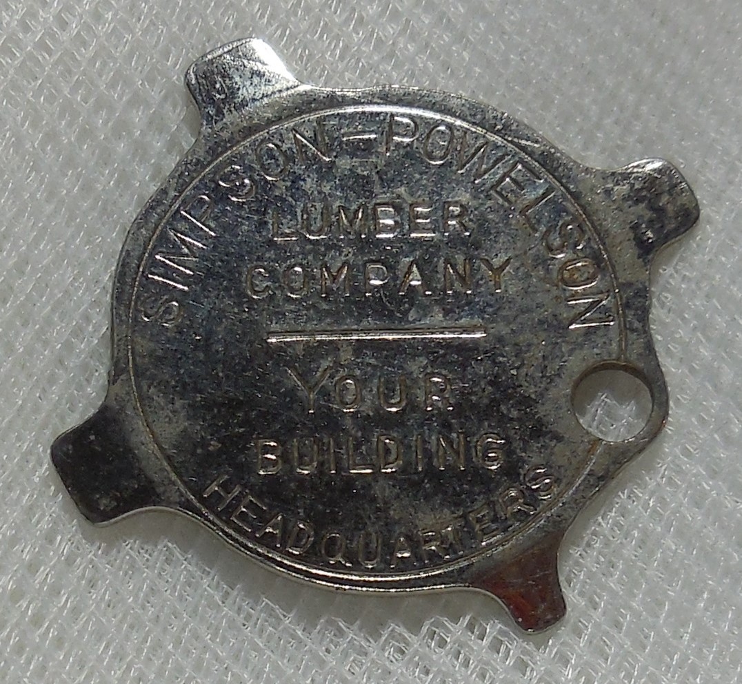 SIMPSON POWELSON LUMBER COMPANY 4 WAY SCREWDRIVER 4 LEAF CLOVER KEY FOB U148