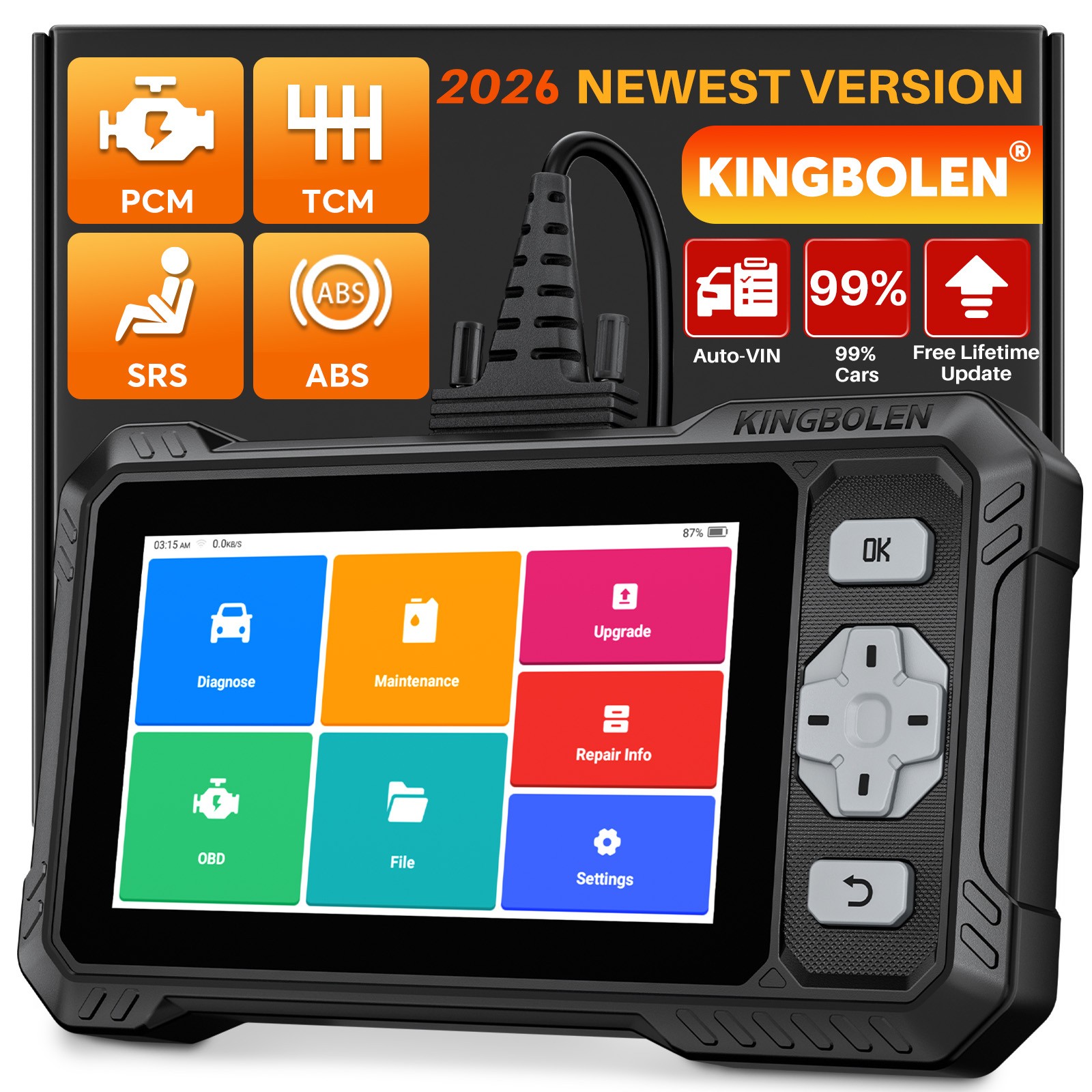 KINGBOLEN OBD2 Scanner S608 Bidirectional Scan Tool for ABS/SRS/AT/Enigne FCA FD