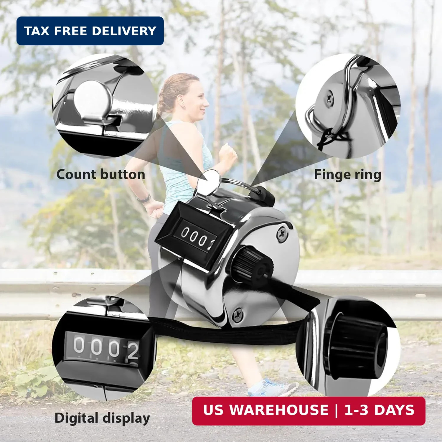 6 Pack Clicker Counter, Hand Tally Counters, 4 Digit Display Clicker | with Blac