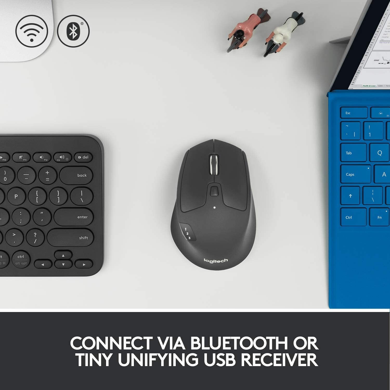 Logitech M720 Triathlon Multi-Device Wireless Bluetooth Mouse Unifying Receiver
