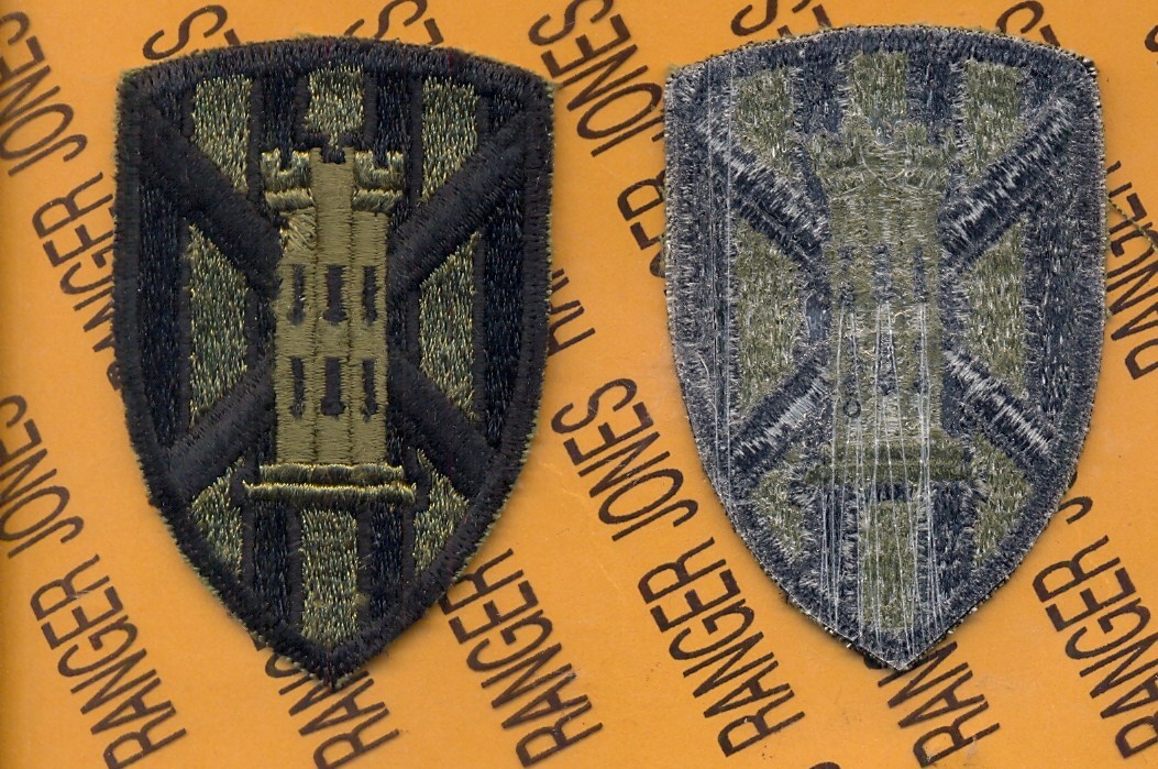 US Army 7th Engineer Brigade OD Green & Black uniform shoulder patch c/e