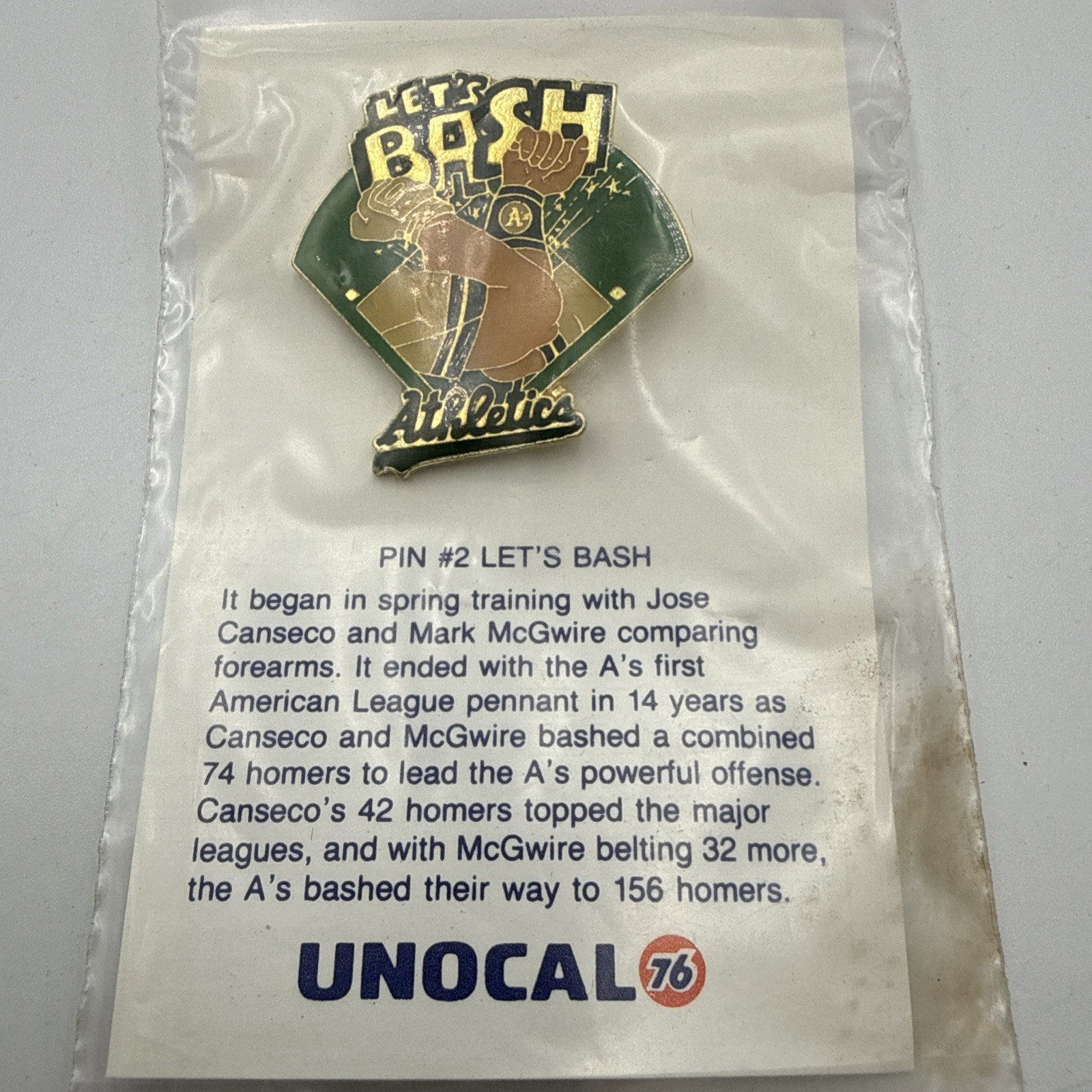 Oakland Athletics A's Bash Brothers "Let's Bash" Lapel Pin #2 MLB Baseball