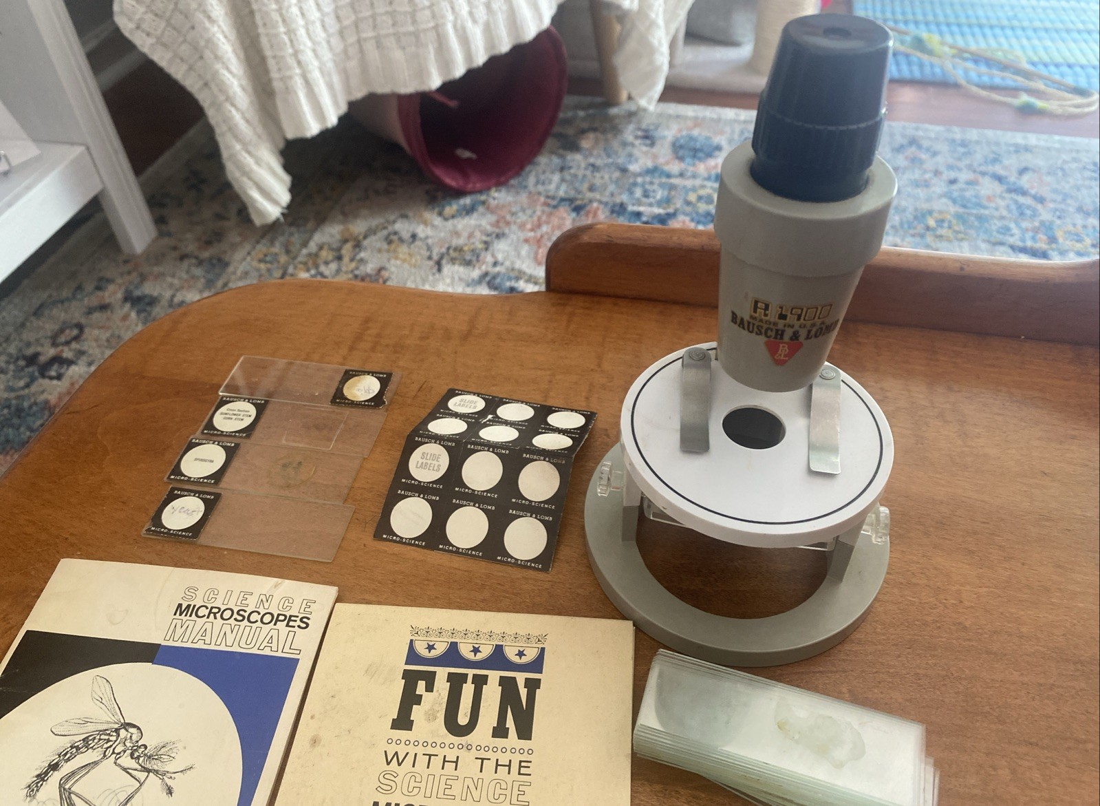R1900 Bausch and Lomb Microscope, Slides and Booklets