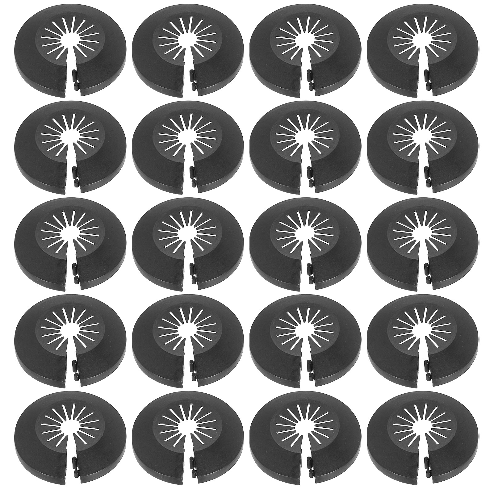 20pcs Flange Pipe Cover Decoration 0.39" to 0.98" Clip-on Wall Hole Cover, Black