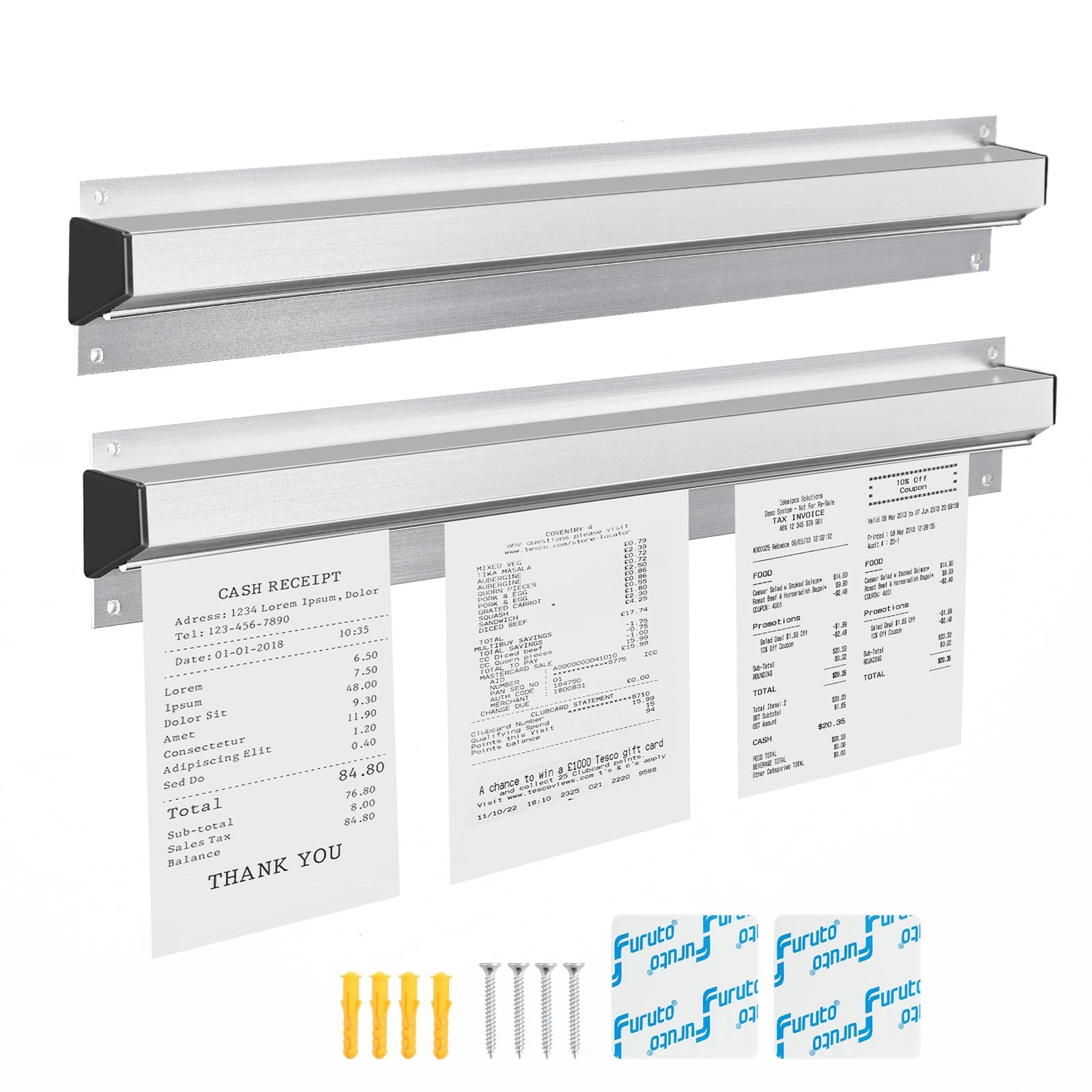 Restaurant Ticket Holder, 16/18/24/28/30" Check Rack Order Receipt Rail Displ...