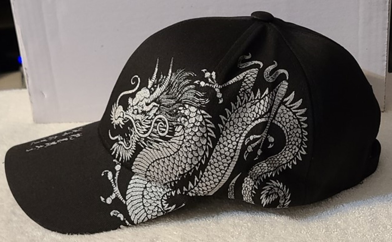 CHINESE DRAGON FANTASY MYTHICAL ADJUSTABLE BASEBALL CAP HAT ( BLACK )