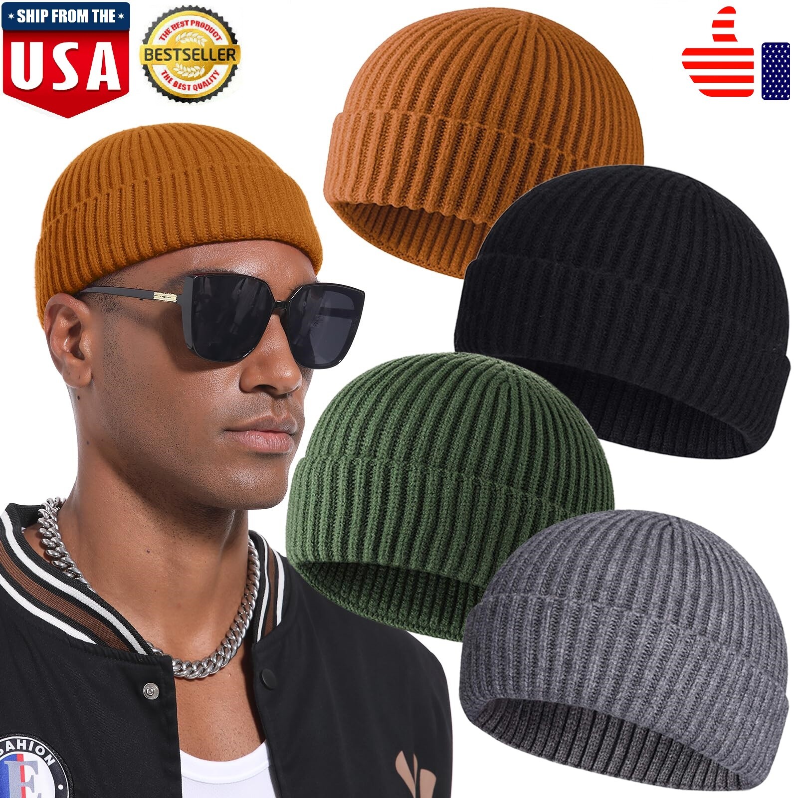 Winter Knit Cuff Beanie Warm Cap Fisherman Watch Skull Cap Daily Hat Men & Women