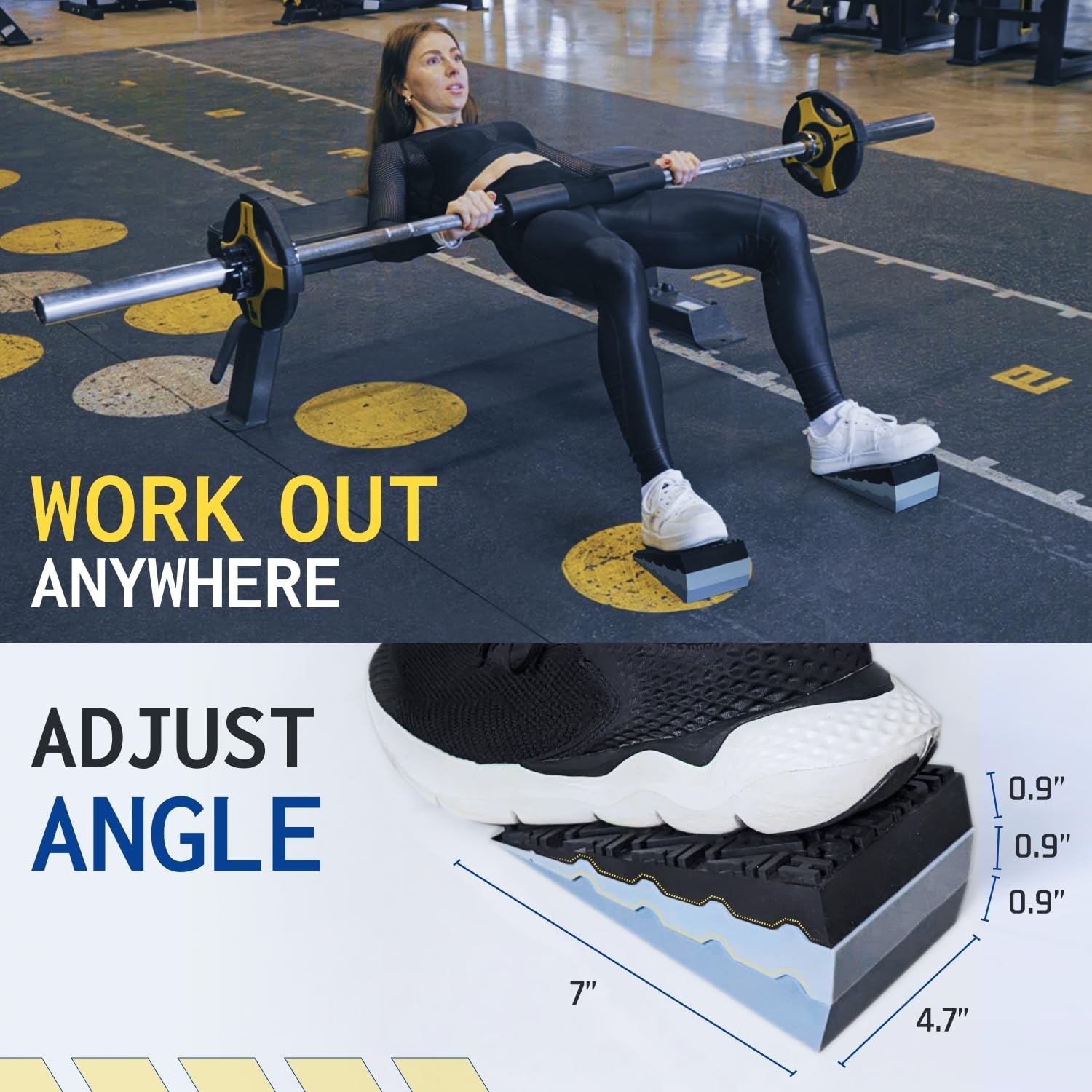 Squat Wedge Block for Elevated Heel Squats and Deadlifts - Improve Mobility, ...
