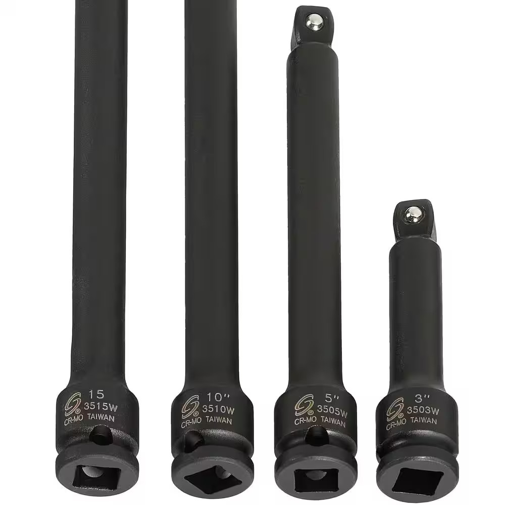 3/8 In. Wobble Drive Extension Impact Socket Set (4-Piece)