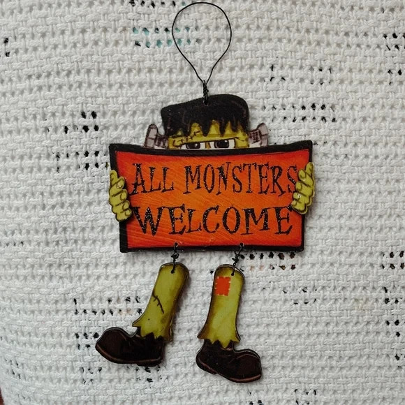 Celebrate It Halloween Mini Monster Hanging Decoration Gothic Home Decor Sign