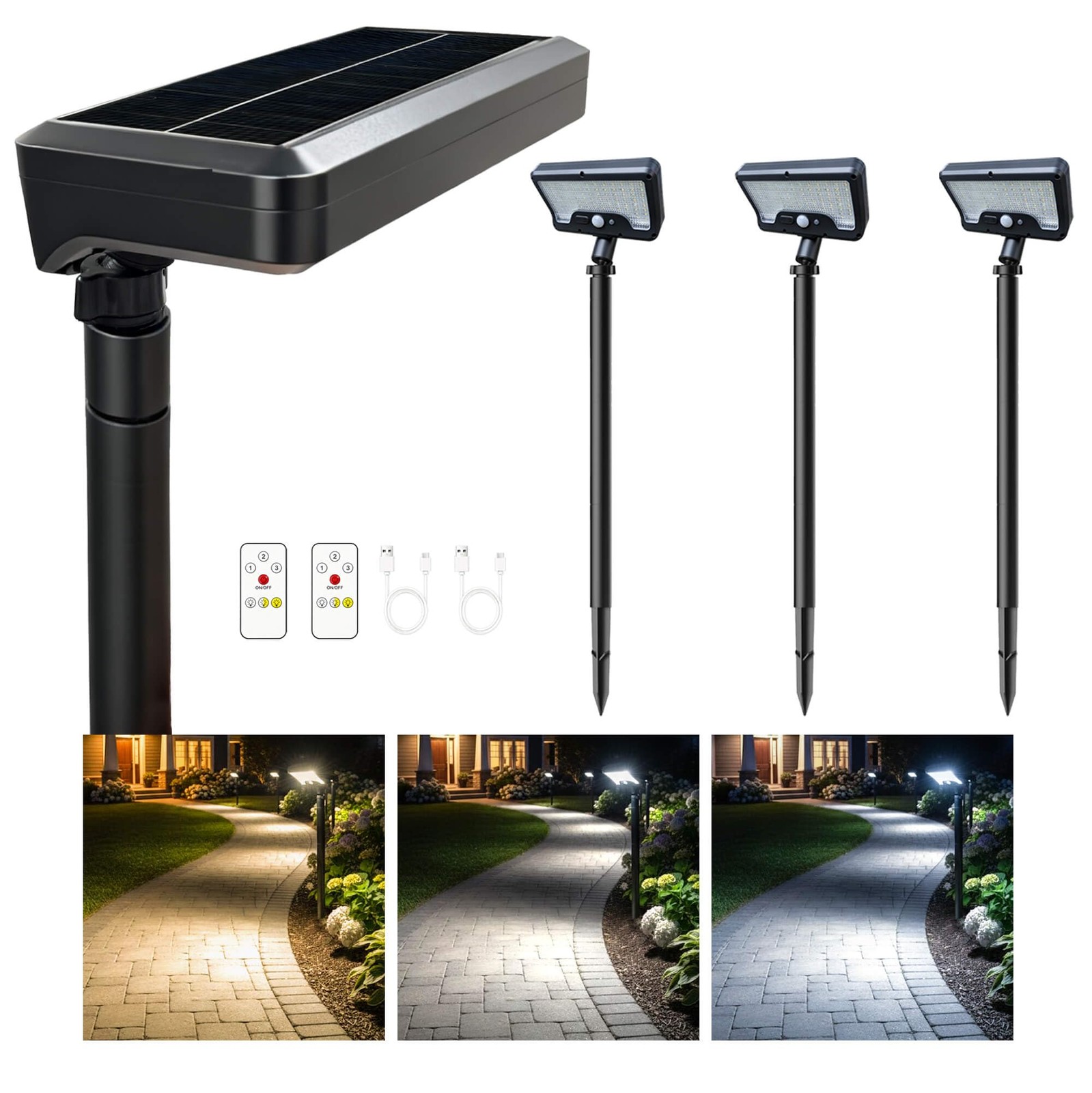 Light Your Garden Paths All Night - Solar Motion Sensor Lights 4 Pack