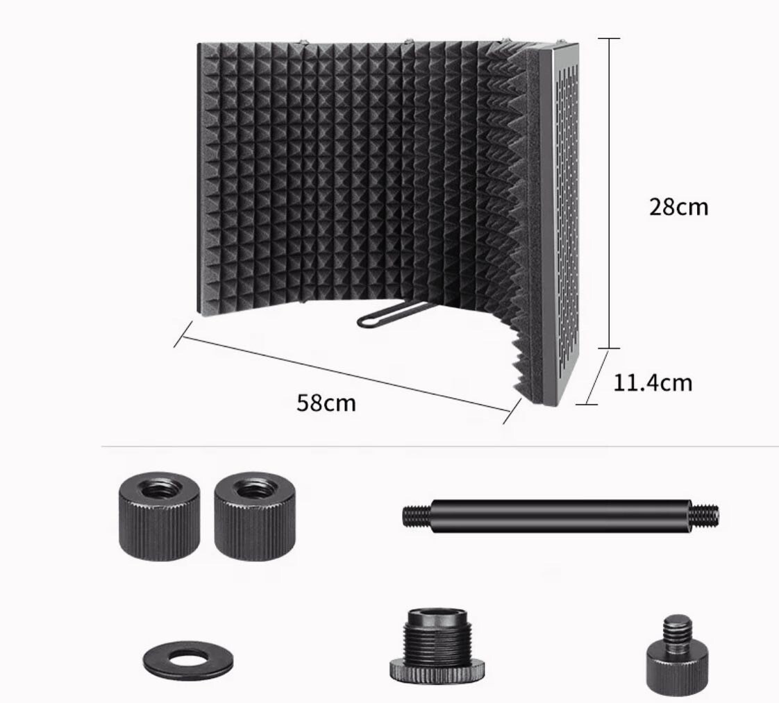 5 Panel Professional Studio Recording Microphone Isolation Shield