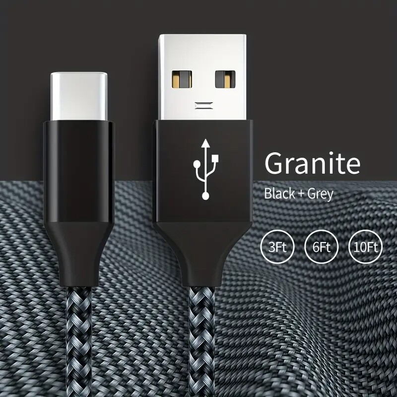 Braided USB C Type-C Fast Charging Data SYNC Charger Cable Cord 3/6/10FT LONG