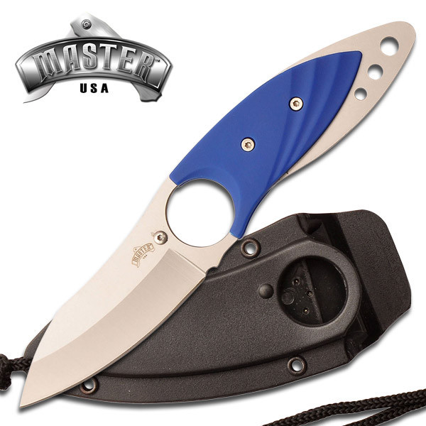 Full Tang Tactical Blade Neck Knife W/ Hard Case - Blue New