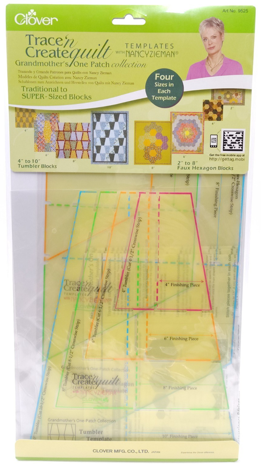 Clover Trace 'N Create Quilt Template GRANDMOTHER'S ONE PATCH Nancy Zieman 9525