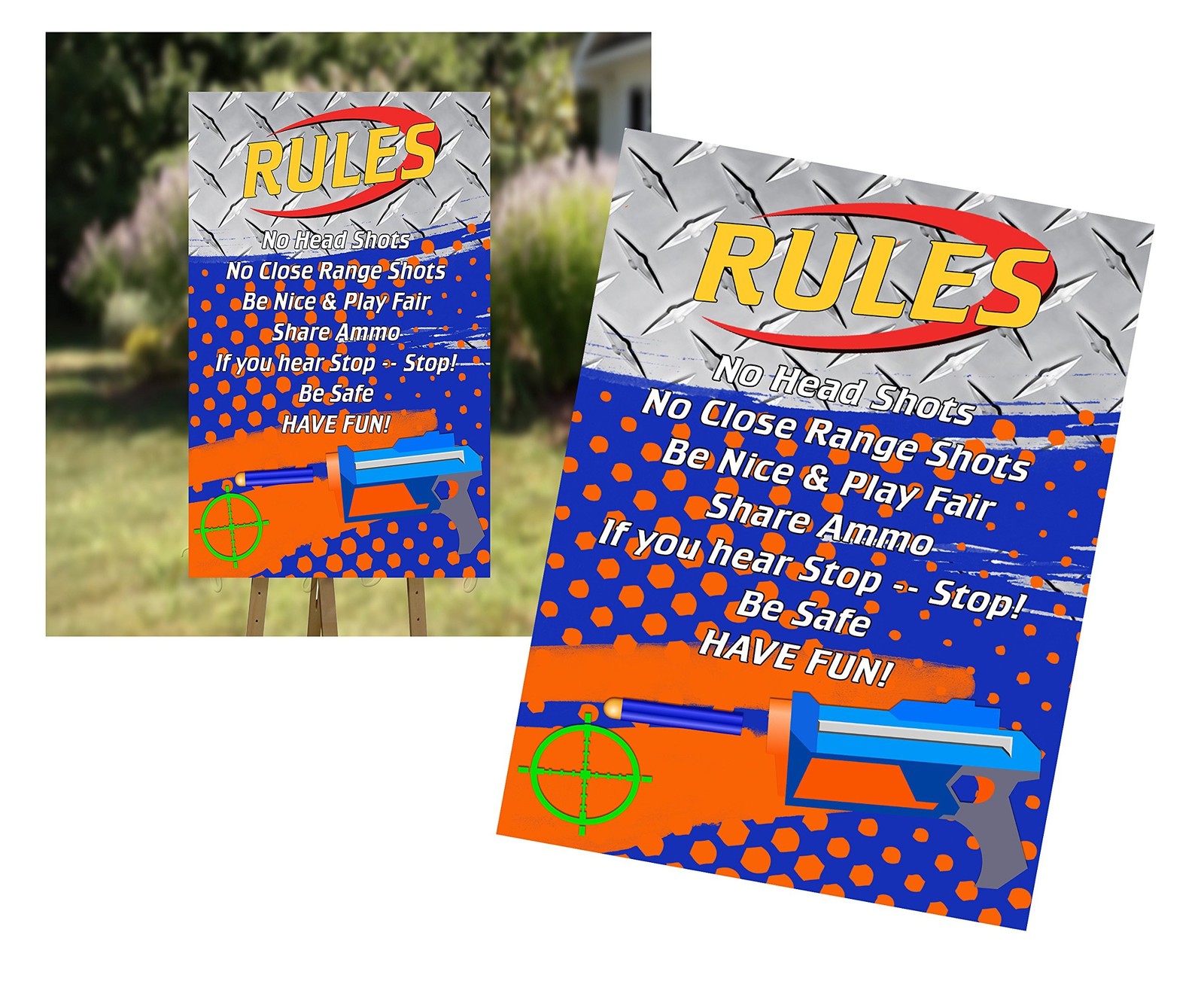 Blue Dart Tag Themed Welcome Party Poster Supply with Rules for Gameplay Safe...